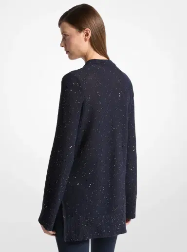 Michael Kors Collection Sequined Linen and Cotton V-Neck Sweater | Thumbnail 5 Michael Kors Collection Sequined Linen and Cotton V-Neck Sweater | Thumbnail 5