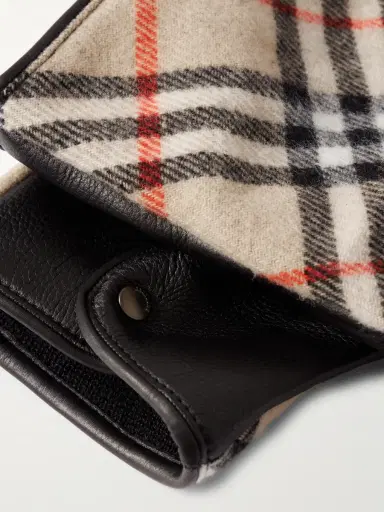 Burberry Checked Wool and Cashmere-Blend and Leather Gloves - Men | Thumbnail 2 Burberry Checked Wool and Cashmere-Blend and Leather Gloves - Men | Thumbnail 2