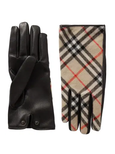 Burberry Checked Wool and Cashmere-Blend and Leather Gloves - Men | Thumbnail 1 Burberry Checked Wool and Cashmere-Blend and Leather Gloves - Men | Thumbnail 1