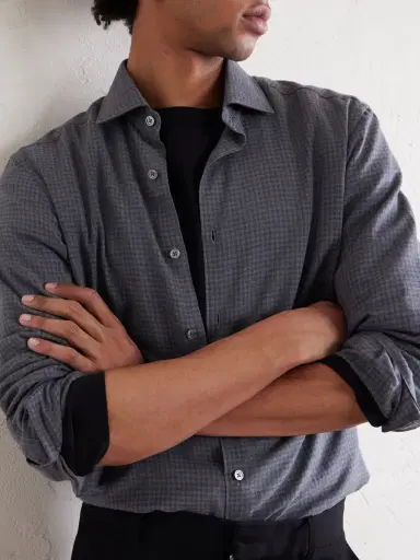 Zegna Checked Cashco-Twill Shirt - Men | Thumbnail 5 Zegna Checked Cashco-Twill Shirt - Men | Thumbnail 5