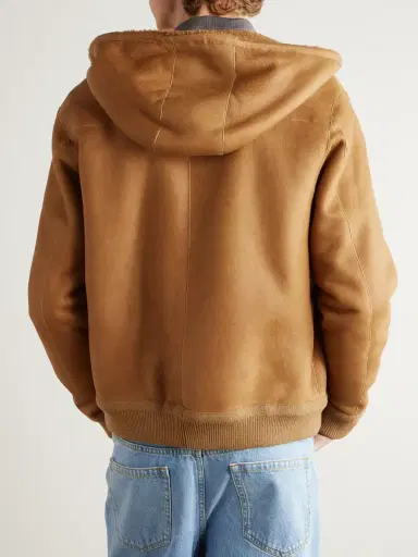 Loewe Logo-Appliquéd Shearling Hooded Jacket - Men | Thumbnail 4 Loewe Logo-Appliquéd Shearling Hooded Jacket - Men | Thumbnail 4