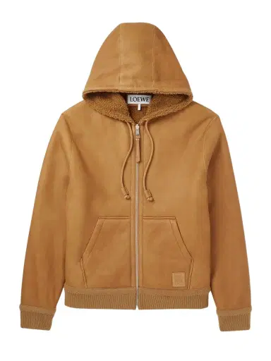 Loewe Logo-Appliquéd Shearling Hooded Jacket - Men | Thumbnail 1 Loewe Logo-Appliquéd Shearling Hooded Jacket - Men | Thumbnail 1