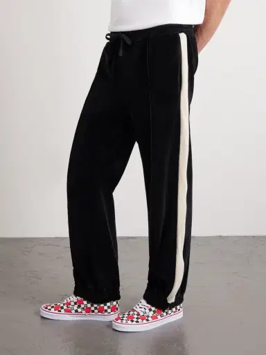 Valentino Garavani Striped Cotton-Blend Velvet Sweatpants - Men | Thumbnail 3 Valentino Garavani Striped Cotton-Blend Velvet Sweatpants - Men | Thumbnail 3