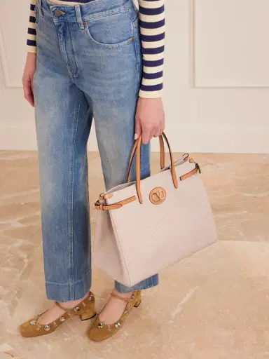 Valentino Garavani Antibes Medium Leather-trimmed Checked Canvas Tote Bag | Thumbnail 3 Valentino Garavani Antibes Medium Leather-trimmed Checked Canvas Tote Bag | Thumbnail 3