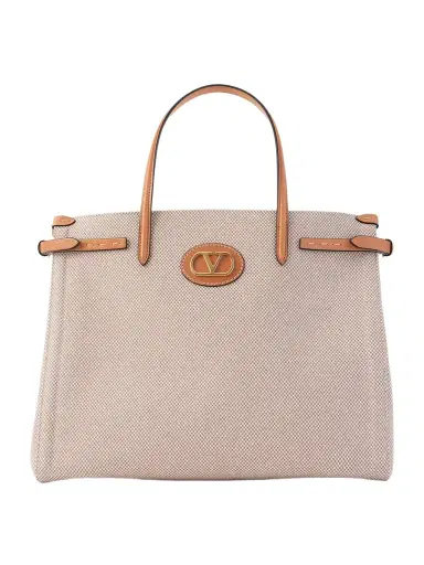Valentino Garavani Antibes Medium Leather-trimmed Checked Canvas Tote Bag | Thumbnail 1 Valentino Garavani Antibes Medium Leather-trimmed Checked Canvas Tote Bag | Thumbnail 1