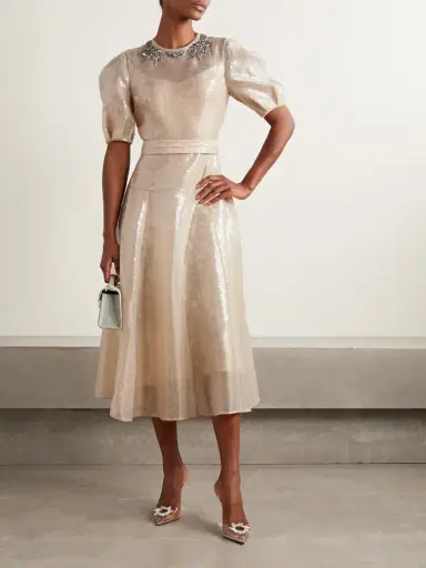 Erdem Crystal-embellished Sequined Organza Midi Dress | Thumbnail 2 Erdem Crystal-embellished Sequined Organza Midi Dress | Thumbnail 2