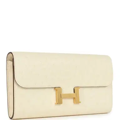 HERMÈS Hermes Constance Wallet To Go Nata Ostrich Gold Hardware | Thumbnail 2 HERMÈS Hermes Constance Wallet To Go Nata Ostrich Gold Hardware | Thumbnail 2