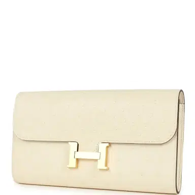 HERMÈS Hermes Constance Wallet To Go Nata Ostrich Gold Hardware | Thumbnail 5 HERMÈS Hermes Constance Wallet To Go Nata Ostrich Gold Hardware | Thumbnail 5