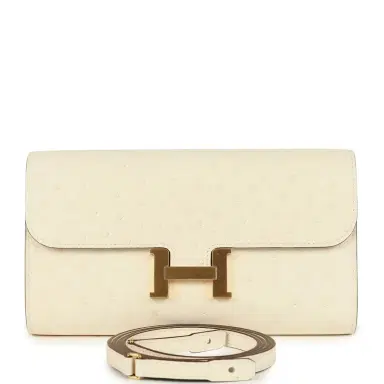 HERMÈS Hermes Constance Wallet To Go Nata Ostrich Gold Hardware | Thumbnail 1 HERMÈS Hermes Constance Wallet To Go Nata Ostrich Gold Hardware | Thumbnail 1