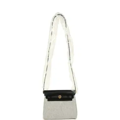 HERMÈS Hermes Herbag Zip 20 Mini Ecru and Black Toile H Canvas and Black Vache Hunter Gold Hardware | Thumbnail 7 HERMÈS Hermes Herbag Zip 20 Mini Ecru and Black Toile H Canvas and Black Vache Hunter Gold Hardware | Thumbnail 7