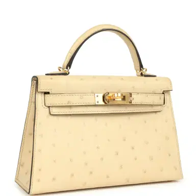 HERMÈS Hermes Kelly Sellier 20 Parchemin Ostrich Gold Hardware | Thumbnail 2 HERMÈS Hermes Kelly Sellier 20 Parchemin Ostrich Gold Hardware | Thumbnail 2