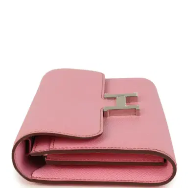HERMÈS Pre-owned Hermes Constance Wallet To Go Bubblegum Epsom Palladium Hardware | Thumbnail 3 HERMÈS Pre-owned Hermes Constance Wallet To Go Bubblegum Epsom Palladium Hardware | Thumbnail 3