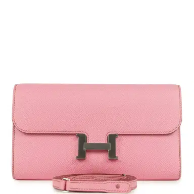HERMÈS Pre-owned Hermes Constance Wallet To Go Bubblegum Epsom Palladium Hardware | Thumbnail 1 HERMÈS Pre-owned Hermes Constance Wallet To Go Bubblegum Epsom Palladium Hardware | Thumbnail 1