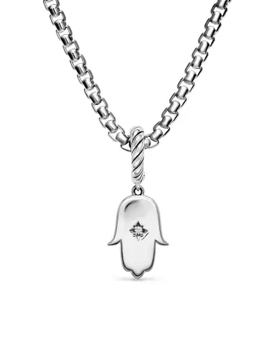 David Yurman Women's Hamsa Amulet in Sterling Silver with Center Diamond 15.8MM - Diamond | Thumbnail 1 David Yurman Women's Hamsa Amulet in Sterling Silver with Center Diamond 15.8MM - Diamond | Thumbnail 1