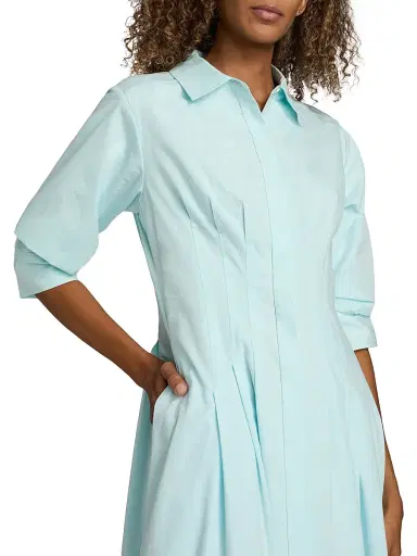 SIMKHAI Women's Jazz Pintuck Cotton-Blend Midi-Dress - Sky | Thumbnail 6 SIMKHAI Women's Jazz Pintuck Cotton-Blend Midi-Dress - Sky | Thumbnail 6