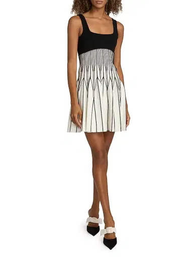 SIMKHAI Women's Cynder Fit & Flare Minidress - Black Multi | Thumbnail 2 SIMKHAI Women's Cynder Fit & Flare Minidress - Black Multi | Thumbnail 2