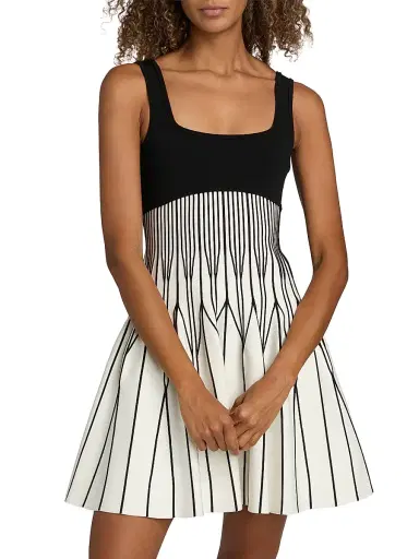 SIMKHAI Women's Cynder Fit & Flare Minidress - Black Multi | Thumbnail 3 SIMKHAI Women's Cynder Fit & Flare Minidress - Black Multi | Thumbnail 3