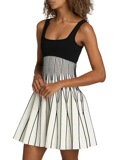 SIMKHAI Women's Cynder Fit & Flare Minidress - Black Multi | Thumbnail 4 SIMKHAI Women's Cynder Fit & Flare Minidress - Black Multi | Thumbnail 4