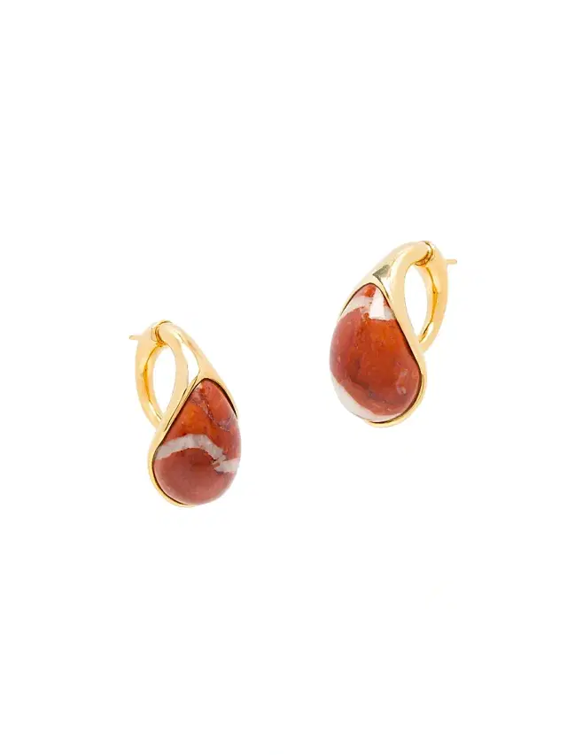 Women's 18K-Gold-Plated & Marble Drop Earrings - Red Marble Women's 18K-Gold-Plated & Marble Drop Earrings - Red Marble