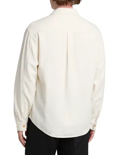 FRAME Men's Cotton & Linen Pocket Overshirt - Off White | Thumbnail 5 FRAME Men's Cotton & Linen Pocket Overshirt - Off White | Thumbnail 5