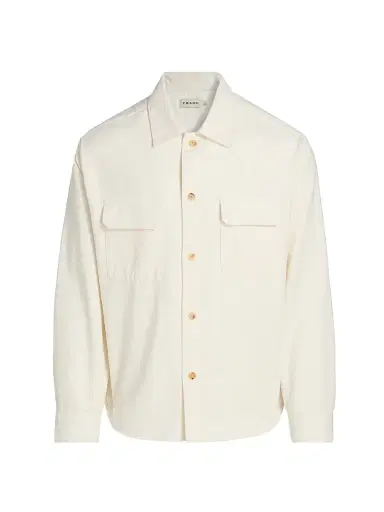 FRAME Men's Cotton & Linen Pocket Overshirt - Off White | Thumbnail 1 FRAME Men's Cotton & Linen Pocket Overshirt - Off White | Thumbnail 1