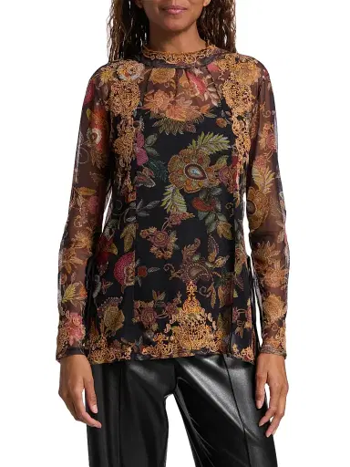 Johnny Was Women's Francisca Mesh Blouse - Lowri | Thumbnail 3 Johnny Was Women's Francisca Mesh Blouse - Lowri | Thumbnail 3