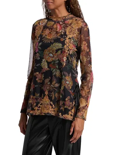 Johnny Was Women's Francisca Mesh Blouse - Lowri | Thumbnail 4 Johnny Was Women's Francisca Mesh Blouse - Lowri | Thumbnail 4