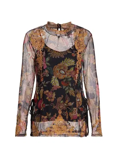 Johnny Was Women's Francisca Mesh Blouse - Lowri | Thumbnail 1 Johnny Was Women's Francisca Mesh Blouse - Lowri | Thumbnail 1