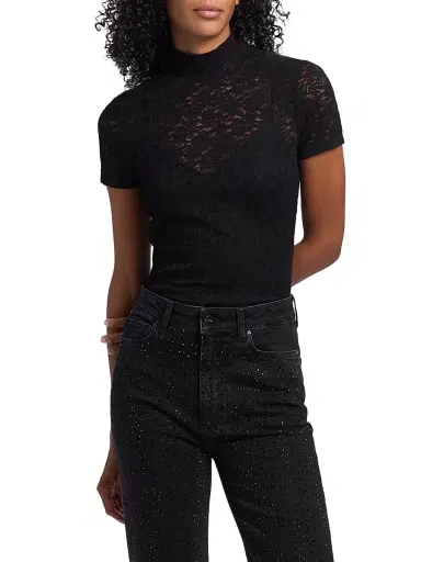 PAIGE Women's June Knit Lace Shirt - Black - Size Large | Thumbnail 3 PAIGE Women's June Knit Lace Shirt - Black - Size Large | Thumbnail 3