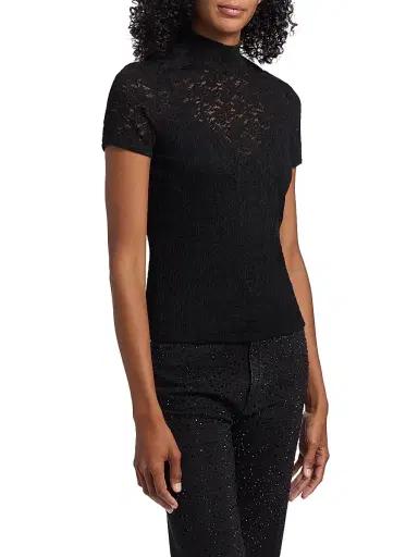 PAIGE Women's June Knit Lace Shirt - Black - Size Large | Thumbnail 4 PAIGE Women's June Knit Lace Shirt - Black - Size Large | Thumbnail 4