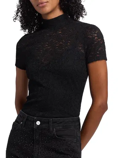 PAIGE Women's June Knit Lace Shirt - Black - Size Large | Thumbnail 6 PAIGE Women's June Knit Lace Shirt - Black - Size Large | Thumbnail 6