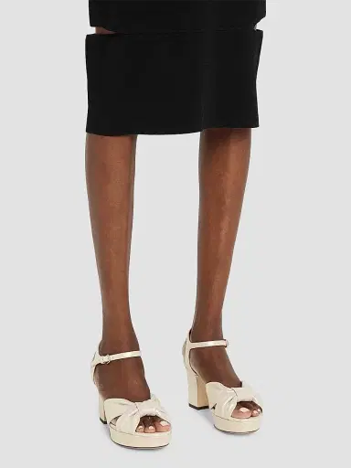 Jimmy Choo Women's Heloise 80MM Shimmer Leather Platform Sandals - Gold | Thumbnail 3 Jimmy Choo Women's Heloise 80MM Shimmer Leather Platform Sandals - Gold | Thumbnail 3