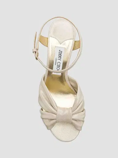 Jimmy Choo Women's Heloise 80MM Shimmer Leather Platform Sandals - Gold | Thumbnail 5 Jimmy Choo Women's Heloise 80MM Shimmer Leather Platform Sandals - Gold | Thumbnail 5