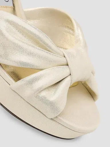 Jimmy Choo Women's Heloise 80MM Shimmer Leather Platform Sandals - Gold | Thumbnail 6 Jimmy Choo Women's Heloise 80MM Shimmer Leather Platform Sandals - Gold | Thumbnail 6
