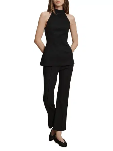 Veronica Beard Women's Johanne Halterneck Top - Black | Thumbnail 2 Veronica Beard Women's Johanne Halterneck Top - Black | Thumbnail 2