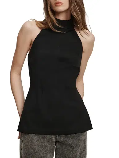 Veronica Beard Women's Johanne Halterneck Top - Black | Thumbnail 3 Veronica Beard Women's Johanne Halterneck Top - Black | Thumbnail 3