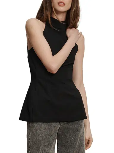 Veronica Beard Women's Johanne Halterneck Top - Black | Thumbnail 4 Veronica Beard Women's Johanne Halterneck Top - Black | Thumbnail 4