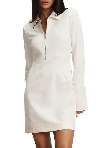 Veronica Beard Women's Capelle Half-Zip Minidress - Dove | Thumbnail 2 Veronica Beard Women's Capelle Half-Zip Minidress - Dove | Thumbnail 2