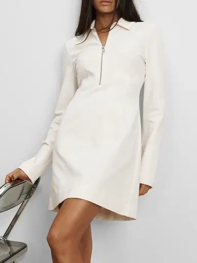 Veronica Beard Women's Capelle Half-Zip Minidress - Dove | Thumbnail 5 Veronica Beard Women's Capelle Half-Zip Minidress - Dove | Thumbnail 5
