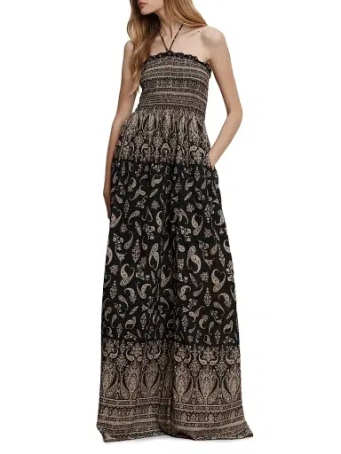 Veronica Beard Women's Ayanna Paisley Smocked Maxi Dress - Black Multi | Thumbnail 2 Veronica Beard Women's Ayanna Paisley Smocked Maxi Dress - Black Multi | Thumbnail 2