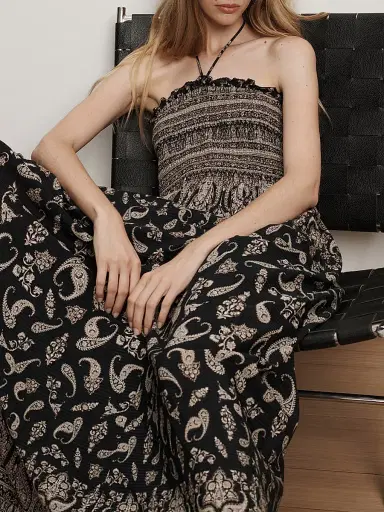 Veronica Beard Women's Ayanna Paisley Smocked Maxi Dress - Black Multi | Thumbnail 5 Veronica Beard Women's Ayanna Paisley Smocked Maxi Dress - Black Multi | Thumbnail 5