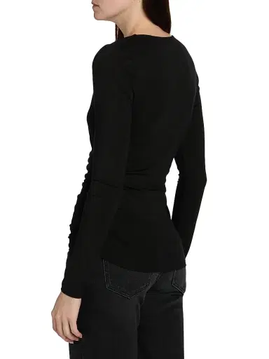 Veronica Beard Women's Salem Stretch-Jersey Ruched Top - Black | Thumbnail 5 Veronica Beard Women's Salem Stretch-Jersey Ruched Top - Black | Thumbnail 5