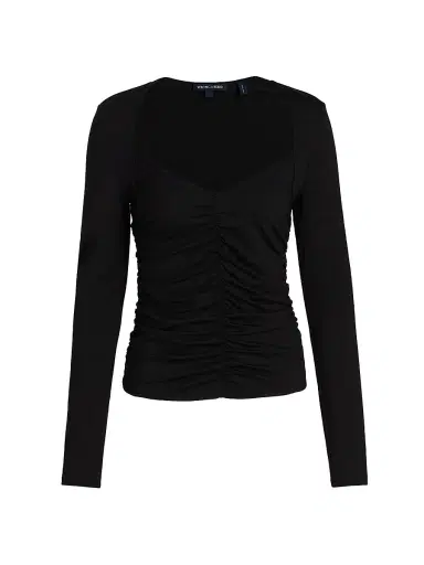 Veronica Beard Women's Salem Stretch-Jersey Ruched Top - Black | Thumbnail 1 Veronica Beard Women's Salem Stretch-Jersey Ruched Top - Black | Thumbnail 1