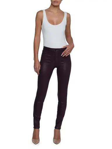 L'AGENCE Women's Marguerite Coated High-Rise Pants - Dark Malbec Coated | Thumbnail 2 L'AGENCE Women's Marguerite Coated High-Rise Pants - Dark Malbec Coated | Thumbnail 2