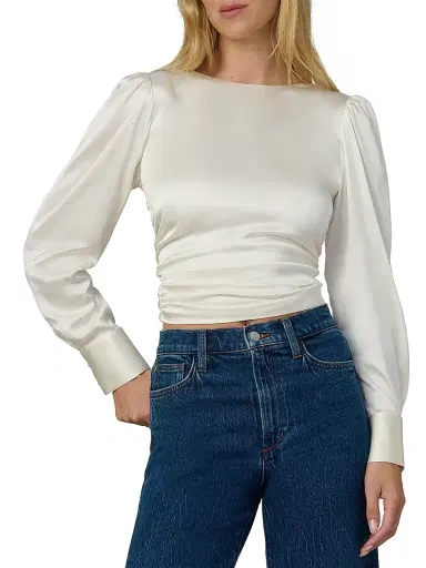 Joe's Jeans Women's The Marie Tie-Back Satin Blouse - Ecru | Thumbnail 3 Joe's Jeans Women's The Marie Tie-Back Satin Blouse - Ecru | Thumbnail 3