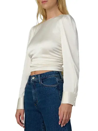 Joe's Jeans Women's The Marie Tie-Back Satin Blouse - Ecru | Thumbnail 4 Joe's Jeans Women's The Marie Tie-Back Satin Blouse - Ecru | Thumbnail 4