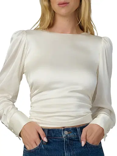 Joe's Jeans Women's The Marie Tie-Back Satin Blouse - Ecru | Thumbnail 7 Joe's Jeans Women's The Marie Tie-Back Satin Blouse - Ecru | Thumbnail 7