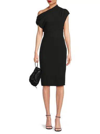 Aidan Mattox Women's Crepe Jersey One-Shoulder Midi-Dress - Black | Thumbnail 2 Aidan Mattox Women's Crepe Jersey One-Shoulder Midi-Dress - Black | Thumbnail 2
