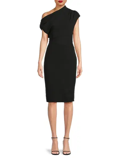 Aidan Mattox Women's Crepe Jersey One-Shoulder Midi-Dress - Black | Thumbnail 3 Aidan Mattox Women's Crepe Jersey One-Shoulder Midi-Dress - Black | Thumbnail 3