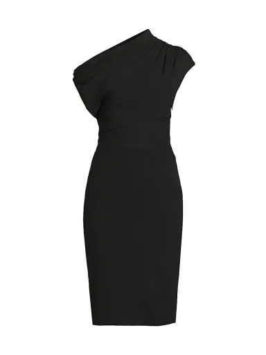 Aidan Mattox Women's Crepe Jersey One-Shoulder Midi-Dress - Black | Thumbnail 1 Aidan Mattox Women's Crepe Jersey One-Shoulder Midi-Dress - Black | Thumbnail 1